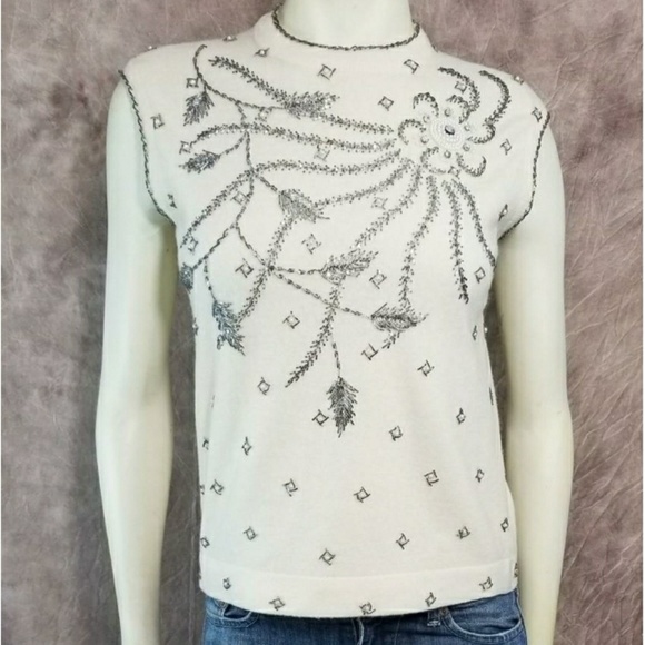 VTG Marchessa International Beaded Wool Sweater - Picture 2 of 6